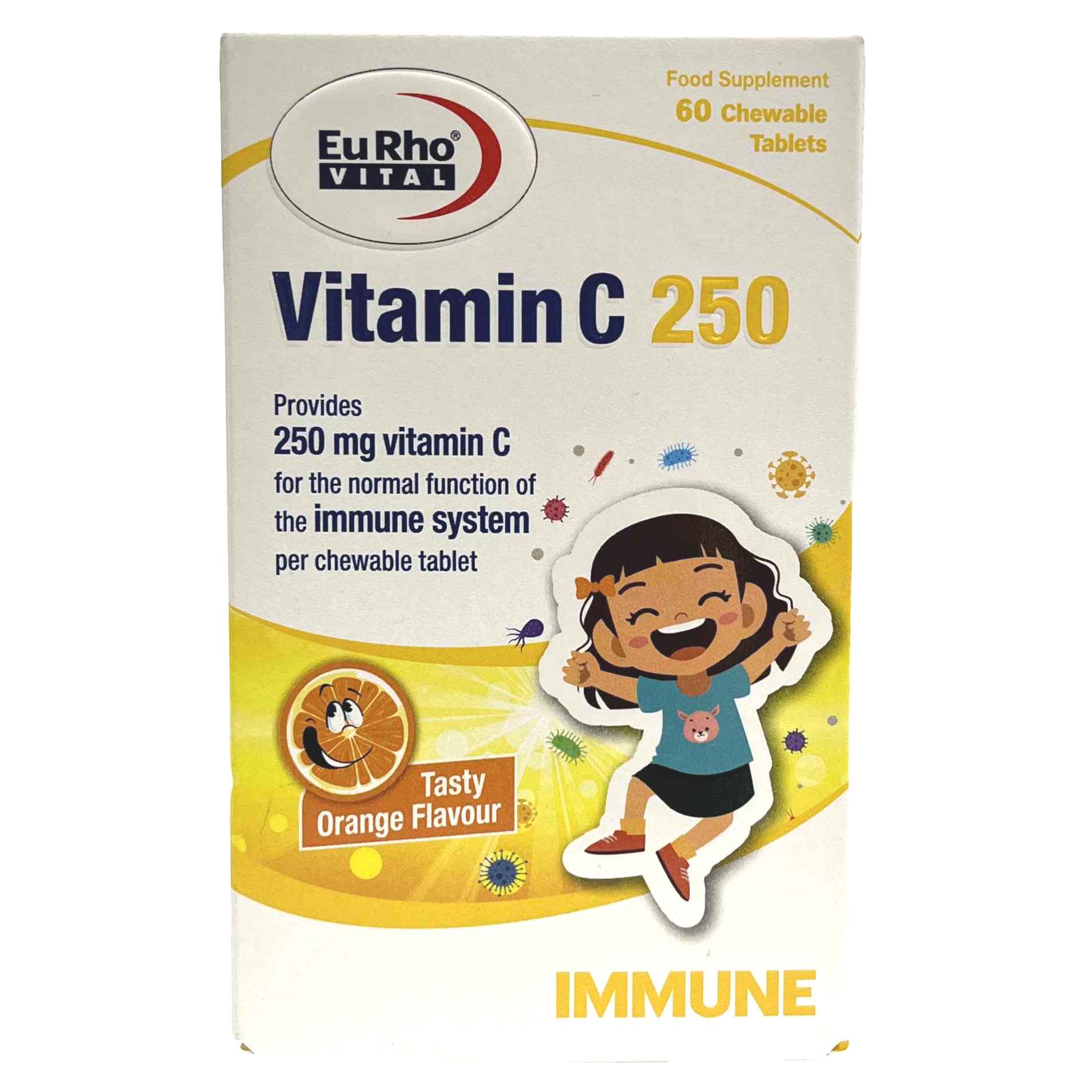 قرص جویدنی ویتامین ث کودکان ۲۵۰ یوروویتال Eurhovital Vitamin C